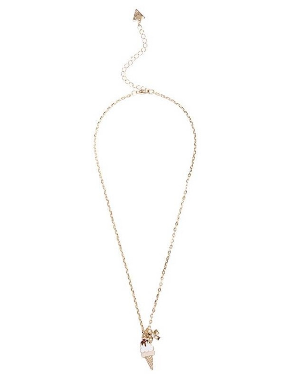 GUESS Girl's Gold-Tone Ice Cream Cone Pendant Pastel Necklace & Adjustable Ring🍦